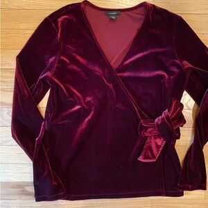 Luxurious Velvet Wrap Top - Deep Burgundy